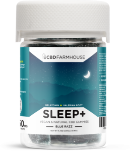 Sleep + gummies with valerian root, melatonin, and full spectrum cbd for sleep.