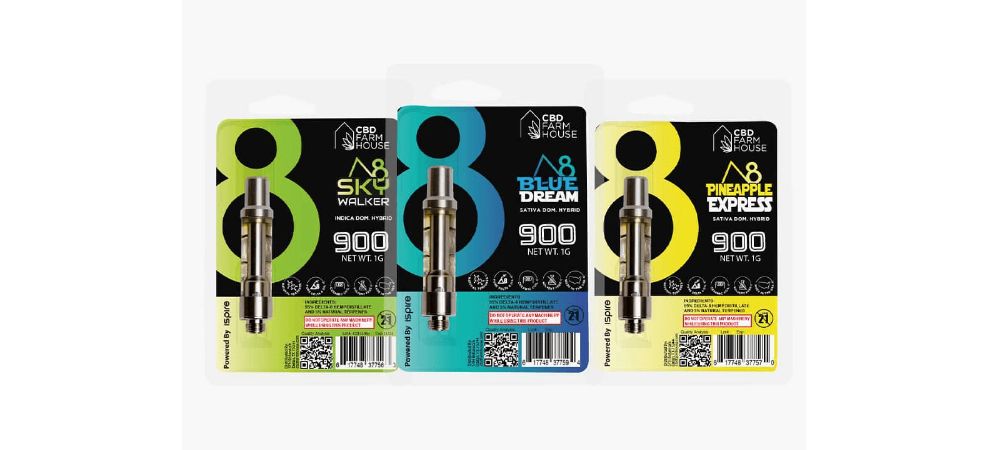 What about carts? Which are the best of the best? They are the Delta8 — Cart (900MG 1ML) – 8 Strains, available in captivating flavors like Blackberry Kush, Pineapple Express, Sour Diesel, Skywalker, and Blue Dream. 