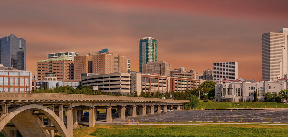 Sunset in Fort Worth Texas near CBD stores. Buy Delta 8 in Fort Worth