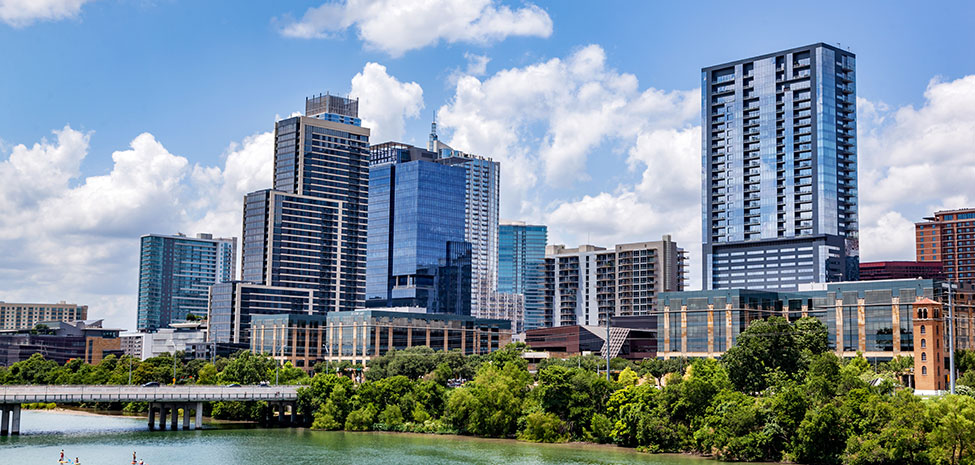 downtown skyline of austin texas. buy delta 8 in austin.