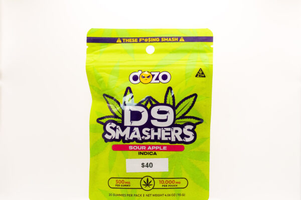 Explore the tangy taste of Dozo D9 Smashers in Sour Apple from CBD Farmhouse. These flavorful gummies are infused with Delta-9 THC, offering a delicious way to relax and unwind.