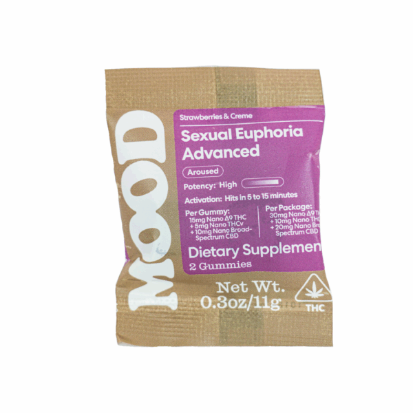 Mood Sexual Euphoria Advanced 15MG Nano D9 THC + 5MG Nano THCV + 1mg Nano THCP + 10mg Broad Spectrum CBD 2CT Satchets