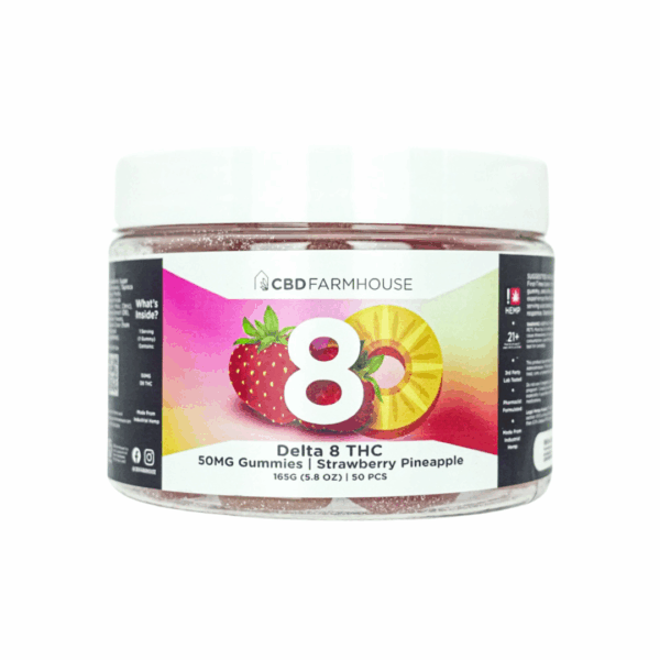 CBD Farmhouse - Delta 8 THC 50MG Gummies – Pineapple Tangerine Strawberry - 50PC