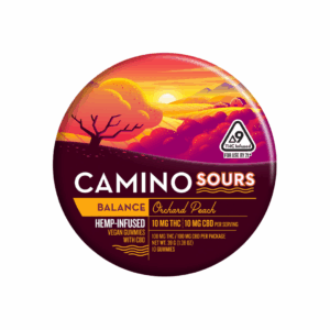 Camino Sours - Balance - Orchard Peach - 10MG THC + 10MG CBD Hemp Infused Gummies